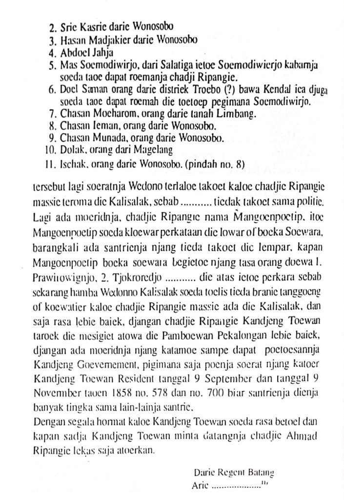Surat pn ke kyai rifai2